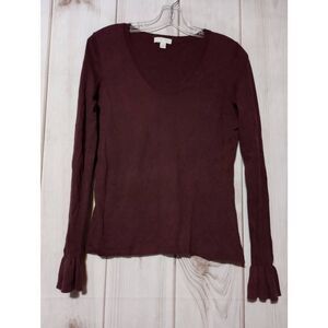 14th and‎ Union Sweater Ladies Small Maroon Scoop Neck Bell Sleeve